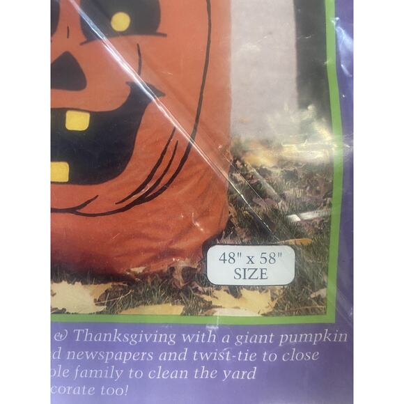 Vintage Halloween Pumpkin Leaf Lawn Bag Decoration GIANT 70 Gallon 1pk USA Made - Picture 6 of 6
